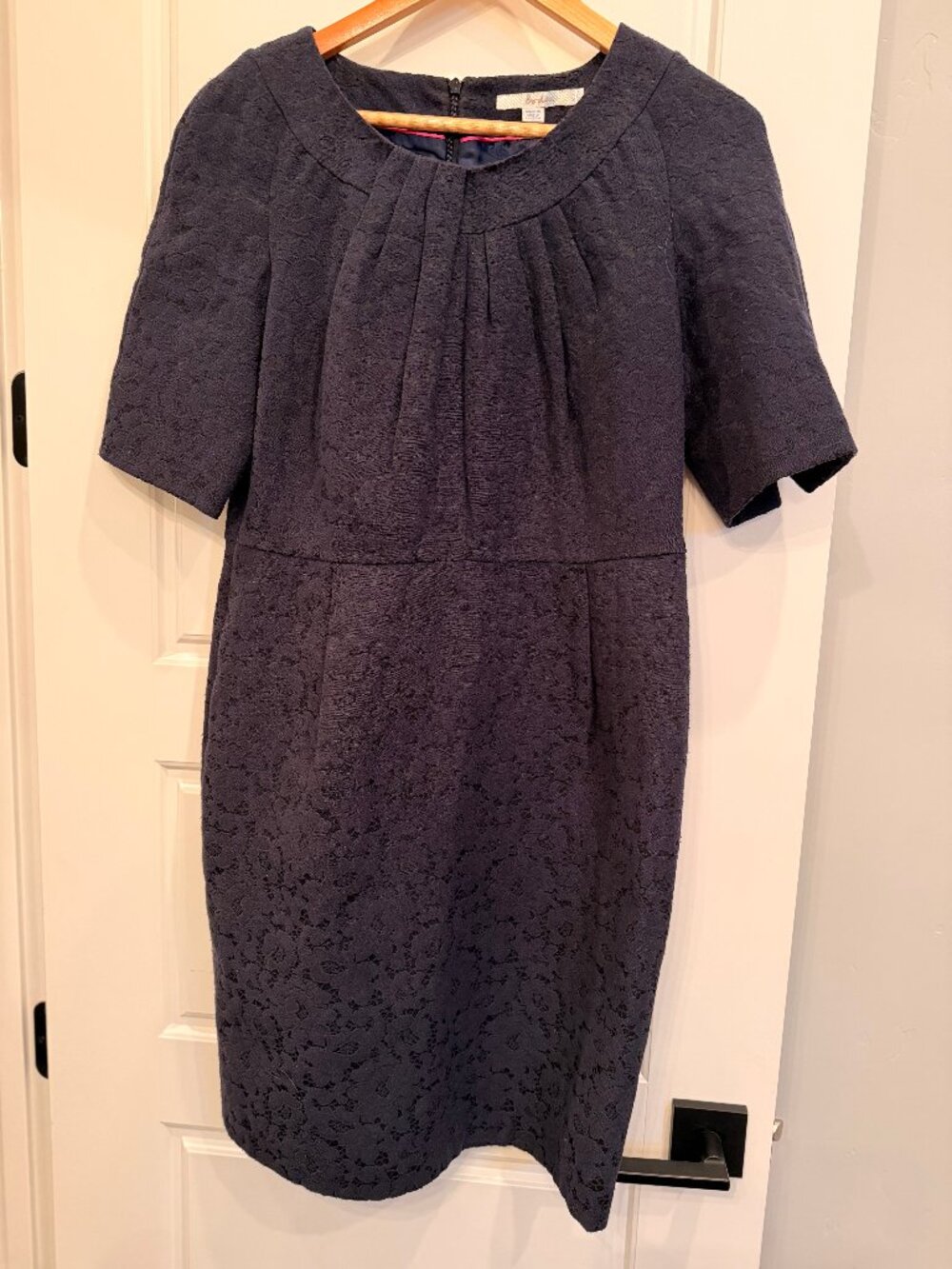 Boden Navy Blue Plated Overlay Dress